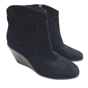Lucky‎ Brand Wadier Black Suede Leather Wedge Ankle Boot Size 10M